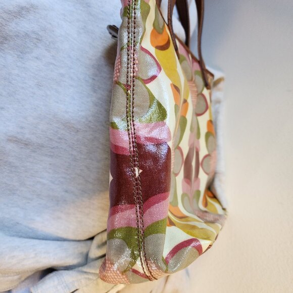 FOSSIL Floral Print Coated Canvas/Leather Tote Bag Key-Per Purse VGPC - Picture 12 of 16